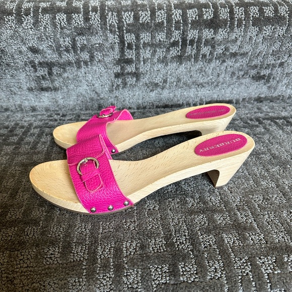 Burberry leather wooden slides - Picture 2 of 7